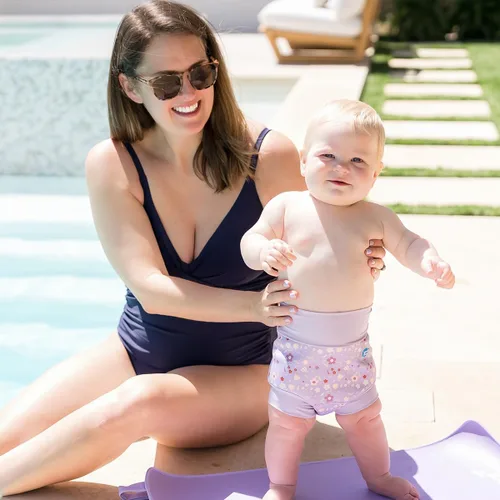 Vista 3 de Splash About Happy Nappy - Pañal de natación reutilizable, color lila primavera, 12-24 meses