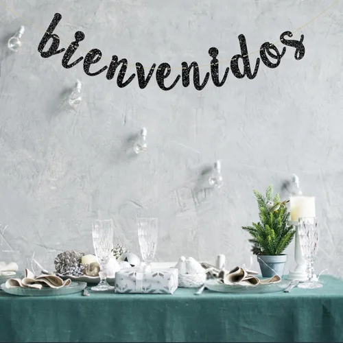 Vista 5 de INNORU Cartel de Bienvenidos - Decoración de fiesta mexicana de bienvenida - Cartel español para decoración de fiesta en el hogar - Suministros