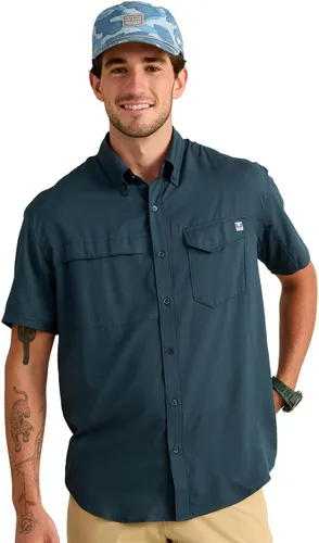 Vista 41 de HUK Men's Tide Point Kc Scott Original Artwork Short Sleeve Shirt, Fishing Button Down Negro