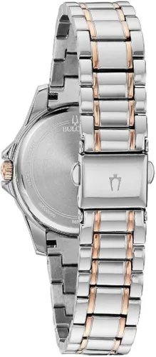 Vista 3 de Bulova 98N110 - Reloj cronógrafo para mujer con esfera de nácar de dos tonos de oro rosa de acero inoxidable Plateado