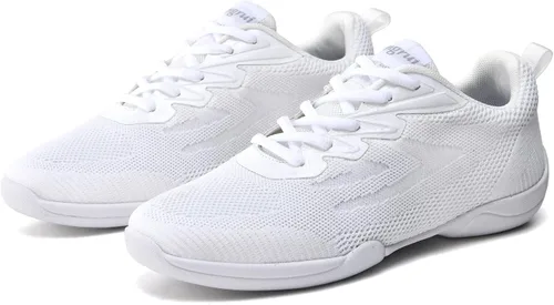 Vista 7 de DADAWEN Zapatos de baile de animadoras blancas para adultos y jóvenes, para entrenamiento atlético, tenis de competición, tenis de competición