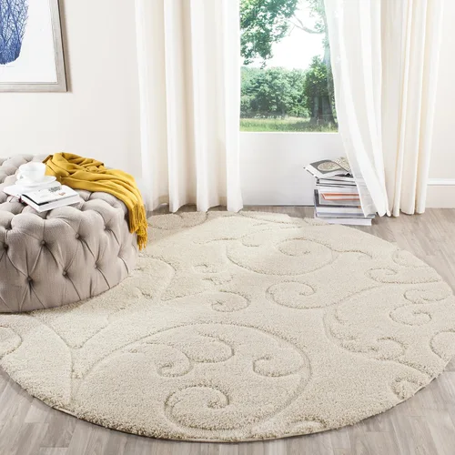 Vista 76 de SAFAVIEH Florida Shag Collection - Alfombra decorativa, 2 x 3 pies, color crema y beige, diseño de volutas, no desprende pelusa y fácil de limpiar