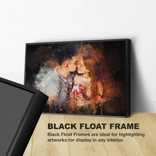 Vista 4 de Retrato personalizado de pareja de fotos en acuarela con fondo oscuro sobre lienzo, despedida de soltera y regalo memorable para marido o novio