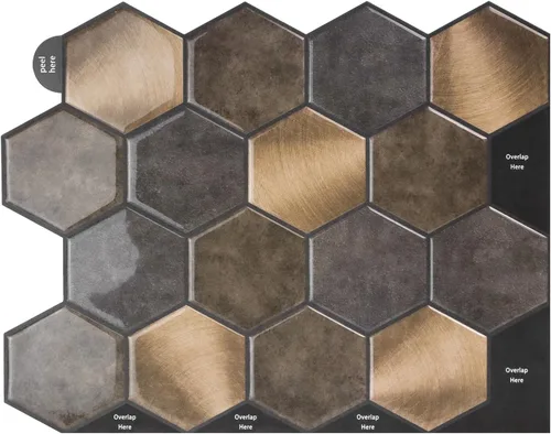 Vista 14 de Protector contra salpicaduras para cocina, protector contra salpicaduras hexagonales de alta calidad, azulejos sin costuras para baño