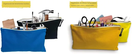 Vista 5 de Bolsa de herramientas de lona con cremallera, paquete de 6 bolsas de herramientas resistentes, bolsas de almacenamiento multiusos con cremalleras