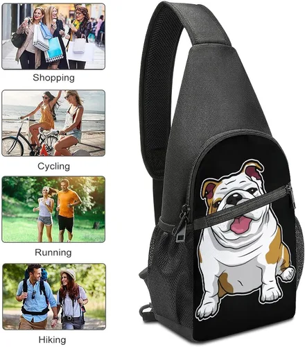 Vista 3 de FunnyStar Bulldog inglés, linda mochila cruzada para el hombro, casual, para ciclismo, senderismo, viajes, blanco-estilo1, Mochilas Daypack