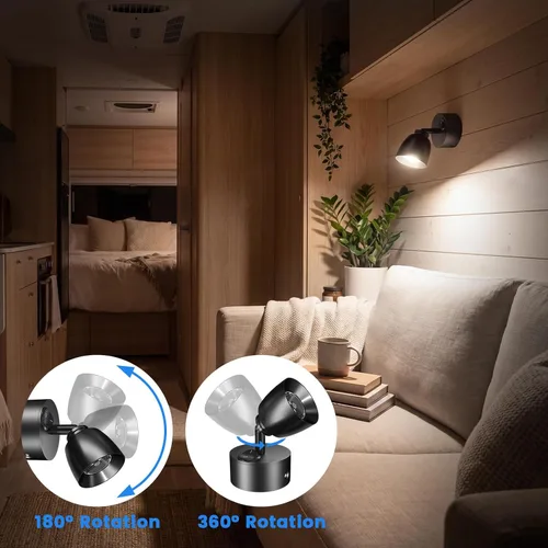 Vista 5 de Luxvista 3W RV Luz de lectura CC 12V Luz con interruptor