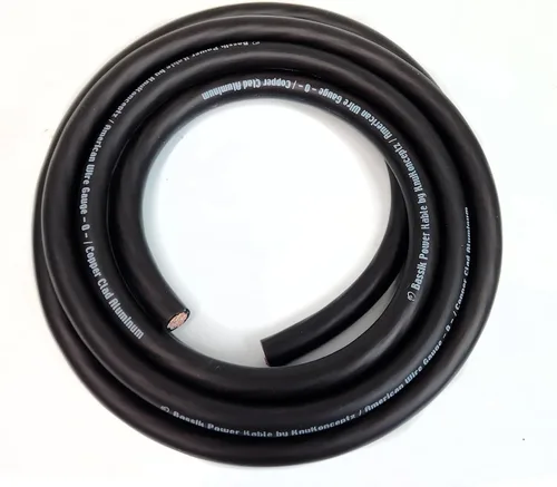 Vista 2 de KnuKonceptz Bassik, cable de alimentación y tierra de batería automotriz primario de calibre 1/0 AWG - Negro 5 pies