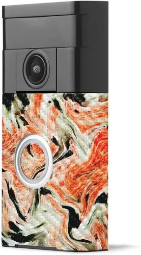Vista 5 de MightySkins - Piel de fibra de carbono para timbre de video con anillo – Madera abstracta Acabado de fibra de carbono texturizado protector
