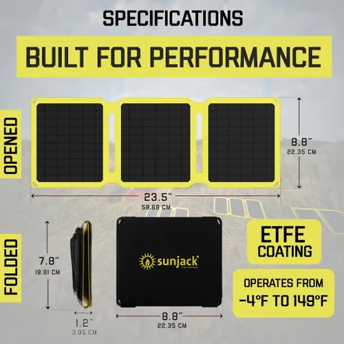 Vista 8 de SunJack Panel solar plegable de 15 vatios, panel solar portátil monocristalino ETFE con USB-C y USB-A, paneles solares impermeables IP67