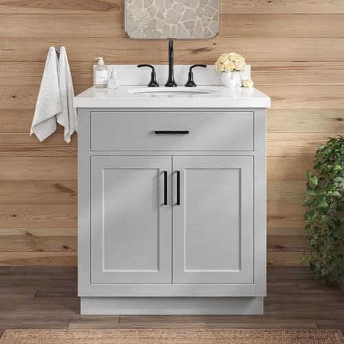 Vista 51 de ARIEL Hepburn - Tocador de baño de 30 pulgadas con fregadero, madera maciza, encimera y protector contra salpicaduras de cuarzo blanco puro de 1.5