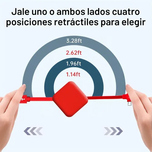 Vista 4 de 3 cables de carga retráctiles 3 en 1, compatibles con todos los modelos de iPhone