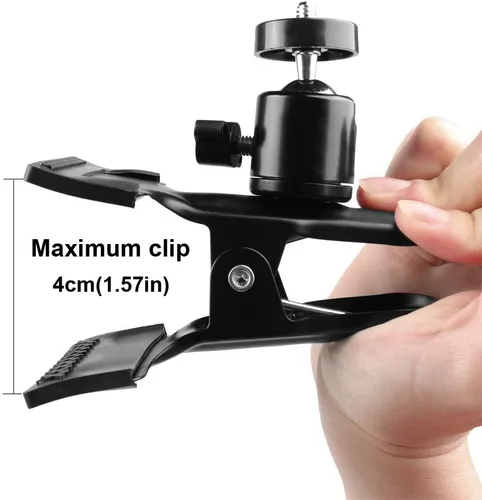 Vista 6 de Mr.Power Soporte para guitarra y bajo con auriculares para transmisión en vivo, clip compatible con iPhone, compatible con teléfonos inteligentes