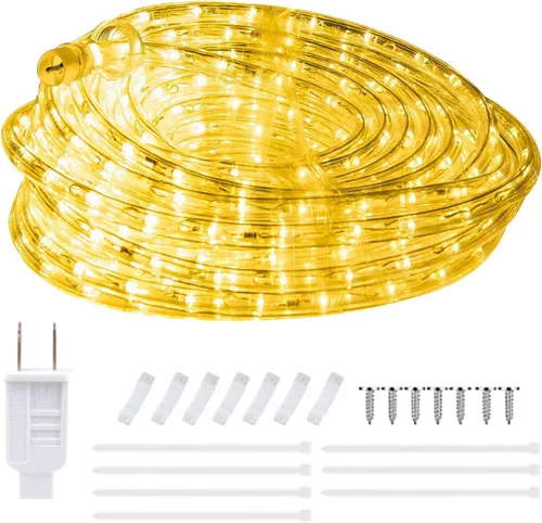 Vista 9 de Cuerda de luces de 20 pies, AC110V 6000K 144LEDS impermeable para interiores y exteriores Blanco