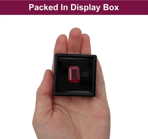 Vista 6 de Emerald-Cut Loose Synthetic Ruby Stone Red Corundum Gemstone Cut Faceted 3A VVS (1Pcs)