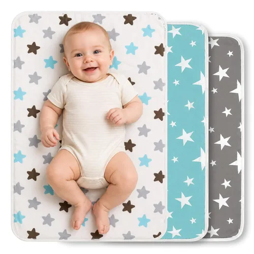 Vista 11 de Maveek - Paquete de 2 cambiadores de pañales para bebé, 19.6 x 27.5 pulgadas, impermeable, portátil, cambiador de pañales de viaje, tapetes 2 gris