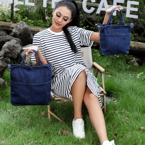 Vista 5 de AOCINA Denim Purse Jean Travel Tote Bags for Women Beach Bag Denim Purses and Handbags for Teen Girls Women