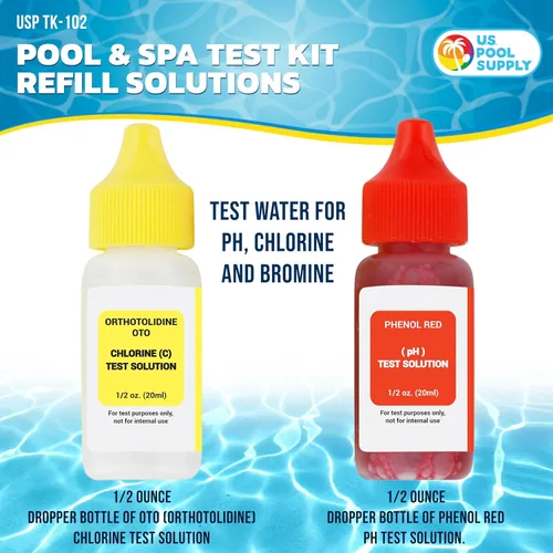 Vista 2 de U.S. Pool Supply - Soluciones de recarga para kit de prueba de piscina y spa, prueba de agua para pH, cloro y bromo