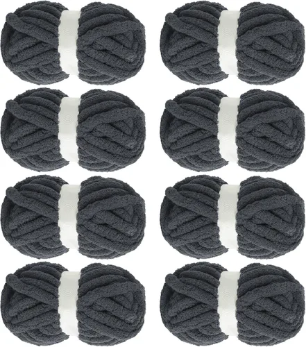 Vista 30 de MABOZOO Paquete de 8 ovillos de hilo grueso surtido para crochet - Chenilla jumbo esponjosa, hilo suave y voluminoso para tejer a mano o con los Rojo