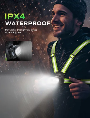 Vista 6 de Viccux 500LM Luces de correr de alta visibilidad para corredores, haz ajustable de 45° y chaleco reflectante de 360°, luz de chaleco para correr