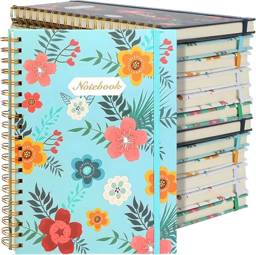 Vista 7 de Coopay Paquete de 12 cuadernos en espiral A5 para mujeres, cuadernos de composición con rayas universitarias, diario en espiral de tapa dura, lindo