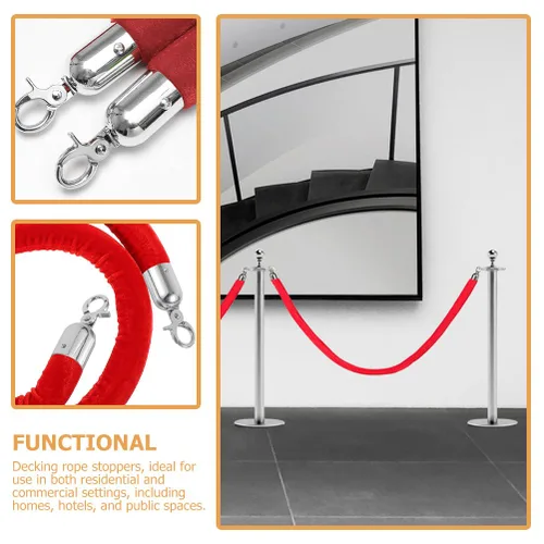 Vista 6 de Angoily 2 tapones de extremo de cuerda de acero inoxidable con gancho a presión, clips de mosquetón resistentes para accesorios de cuerda