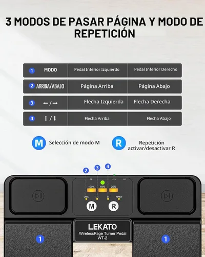 Vista 5 de LEKATO Girador de páginas inalámbrico Bluetooth para iPad, tabletas, teléfonos Android e iOS, pedal silencioso USB iPad para músicos, control