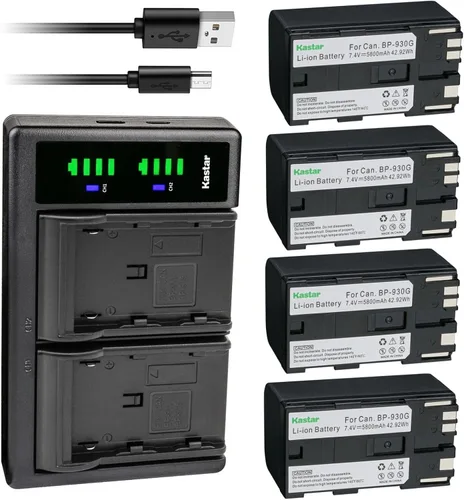 Vista 7 de Kastar BP-930G LTD2 Cargador de batería USB compatible con Canon XH-A1 XH-A1 HDV XH-A1S HD XH-A1SE HDV XM1 XM2 XV1 XV2 C2 FV1 DM-MV1 DM-MV10 DM-MV20