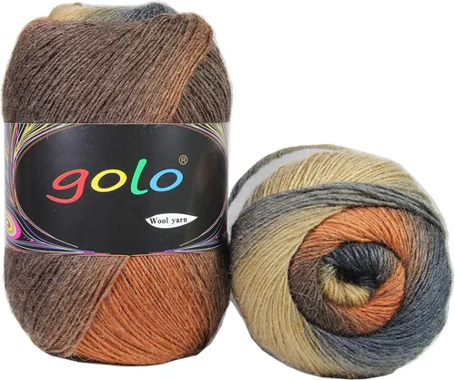 Vista 32 de Hilo de lana golo para tejer 200 yardas, hilo Cachemire multicolor arcoíris