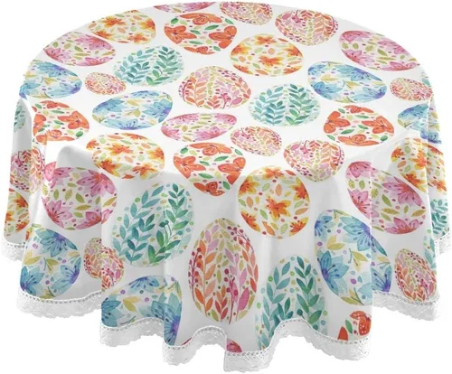 Vista 8 de Senya Mantel decorativo con patrón de limón para fiestas de mesa circulares