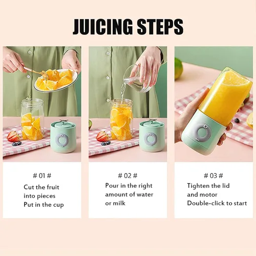 Vista 5 de Taza mezcladora portátil, exprimidor de frutas y verduras, licuadora portátil para jugo fresco, licuadora de jugo fresco, licuadora eléctrica