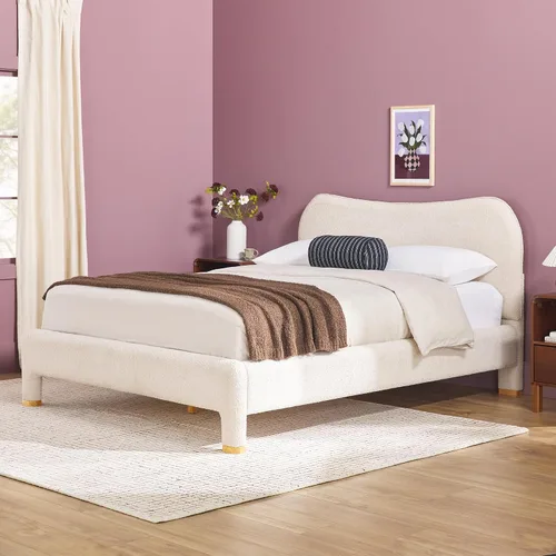 Vista 14 de Walker Edison Chantelle - Cama Queen tapizada moderna curva, tamaño Queen, terciopelo verde