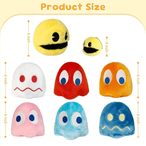 Vista 2 de Pacn Game Man - Juguetes de peluche de fantasma, ideal como regalo de fiesta o compañero, juguete de peluche fantasma, día del niño y fiestas