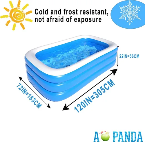 Vista 5 de Piscina inflable para niños y adultos, piscina inflable de 120 x 72 x 22 pulgadas, piscina familiar gruesa de gran tamaño para niños pequeños, al