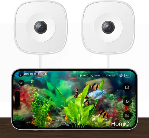 Vista 10 de Cámara para mascotas de acuario y terrario 3MP 2K. Instalación magnética y lente de enfoque cercano para peces, lagartos, reptiles y comedero