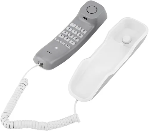 Vista 2 de Teléfono con cable Teléfono fijo colgante con cable Teléfono montado en la pared (blanco)