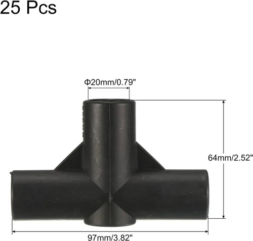 Vista 2 de MECCANIXITY Conector de marco de jardinería de 0.787 in de plástico plano de 3 vías para estacas de plantas, cercado de toldo, poste