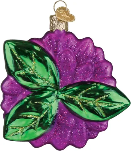 Vista 3 de Old World Christmas Adorno de cristal soplado de dalia para árbol de Navidad, decoración navideña artesanal, colección de jardín
