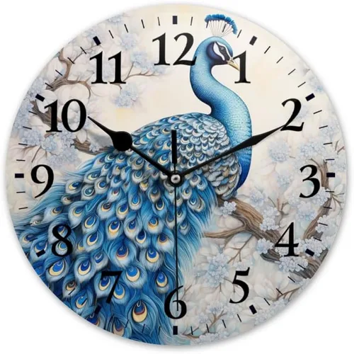 Vista 20 de Relojes de pared de cuarzo, silenciosos, funcionan con pilas, modernos relojes de pared decorativos para el hogar, dormitorio, flores de cerezo