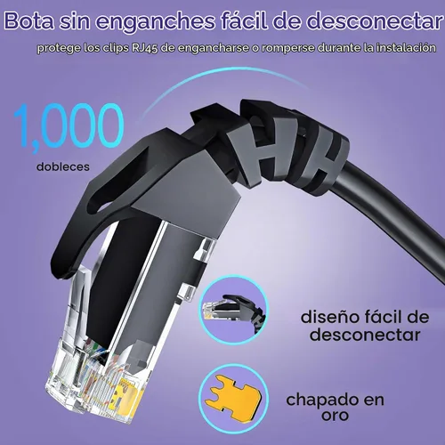 Vista 4 de Cable Ethernet Cat 6 de 50 pies para exteriores e interiores, cable de conexión Ethernet Cat6 de 10 Gbps, cable de red UTP Cat6 de alta velocidad