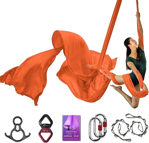 Vista 11 de Set de Equipo Deluxe de Sedas Aéreas - Hamaca Aérea de Yoga de 11 Yardas para Acrobacia, Artes Circenses, Danza (L:10m W:2.8m)