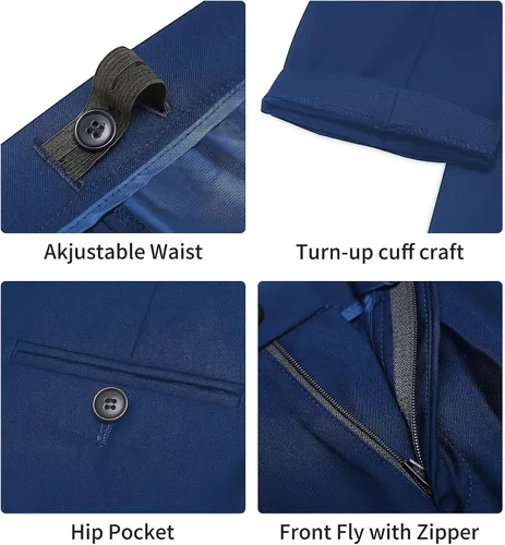 Vista 6 de Marvelous World - Conjunto de traje formal de corte entallado para niños, cintura ajustable