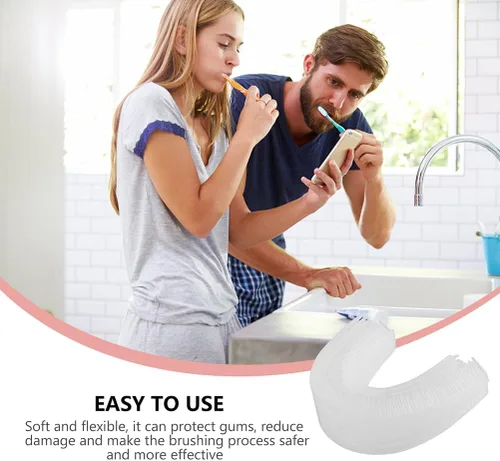 Vista 3 de 2 unids U en forma de cepillo de dientes cabeza de cepillo de dientes eléctrico automático cabeza de repuesto para accesorios