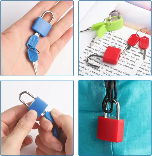 Vista 4 de 10 piezas de cerraduras de equipaje con llaves, cerraduras de casillero pequeñas, cerraduras de maleta, cerraduras metálicas con llave para gimnasio