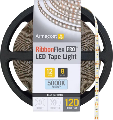Vista 12 de Armacost Lighting RibbonFlex Pro 133210 - Tira de luces LED blancas de 12 V, 120 LED/m, 2700K, 8.2 pies