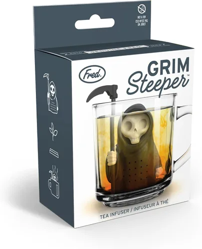 Vista 7 de Genuine Fred Grim Steeper - Infusor de té de silicona reutilizable, diseño de la parca negra, dispositivo de cocina divertido e inteligente