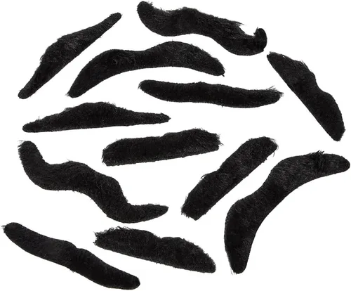 Vista 3 de Road Island Novelty - Bigotes falsos negros de 3.5 pulgadas, paquete de 12