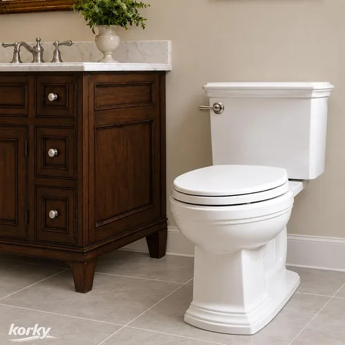 Vista 5 de Korky StrongARM - Palanca de baño de gran resistencia El estilo del grifo es universal: se adapta a inodoros delanteros, angulados, laterales Níquel