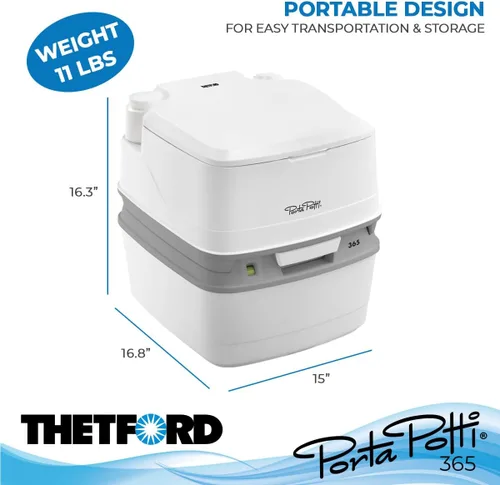 Vista 2 de Porta Potti Thetford Porta Potti 365 Inodoro portátil (para autocaravanas, barcos, acampada, furgonetas, camiones, atención sanitaria) 92820, Blanco