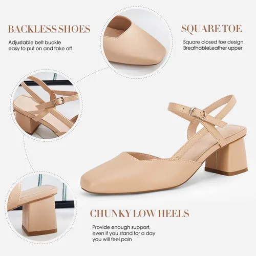 Vista 5 de Rilista Zapatos de tacón bajo y grueso para mujer, tacón cuadrado cerrado, para boda, fiesta, vestido